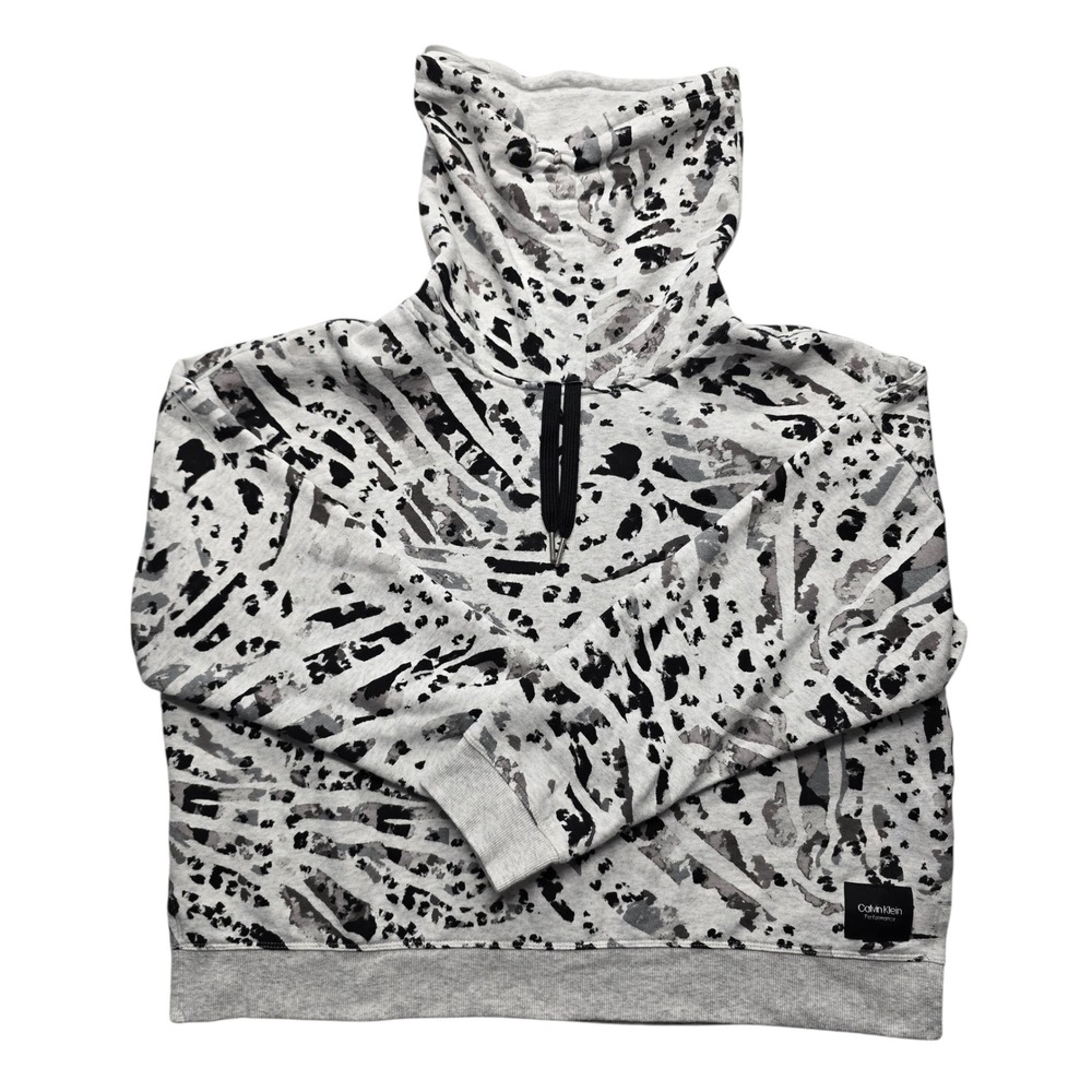 Calvin Klein Performance Cowl Neck Pullover Gray Camo Large - Picture 2 of 8